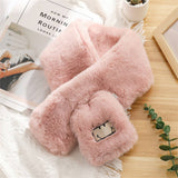 SMILEY FAUX RABBIT FUR SCARF COZY WINTER WRAP_CWASC1250