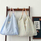 Striped Lightweight Large Capacity Canvas Bag_Cwab3094