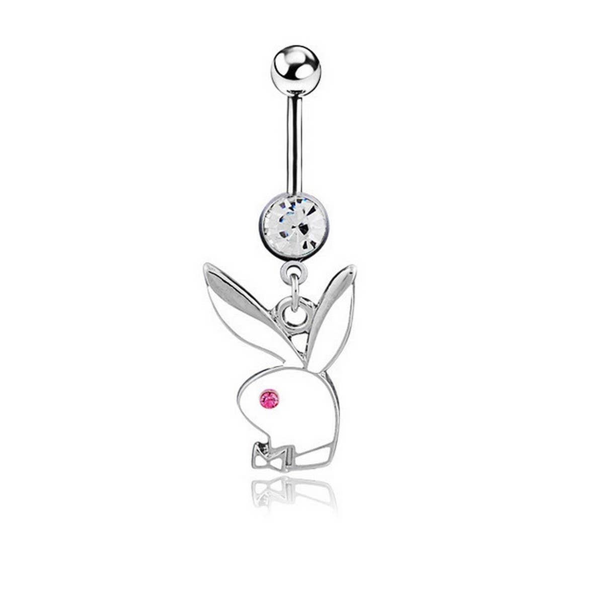 BUNNY PLAYBOY CZ BELLY BUTTON PIERCING_CWMM9238