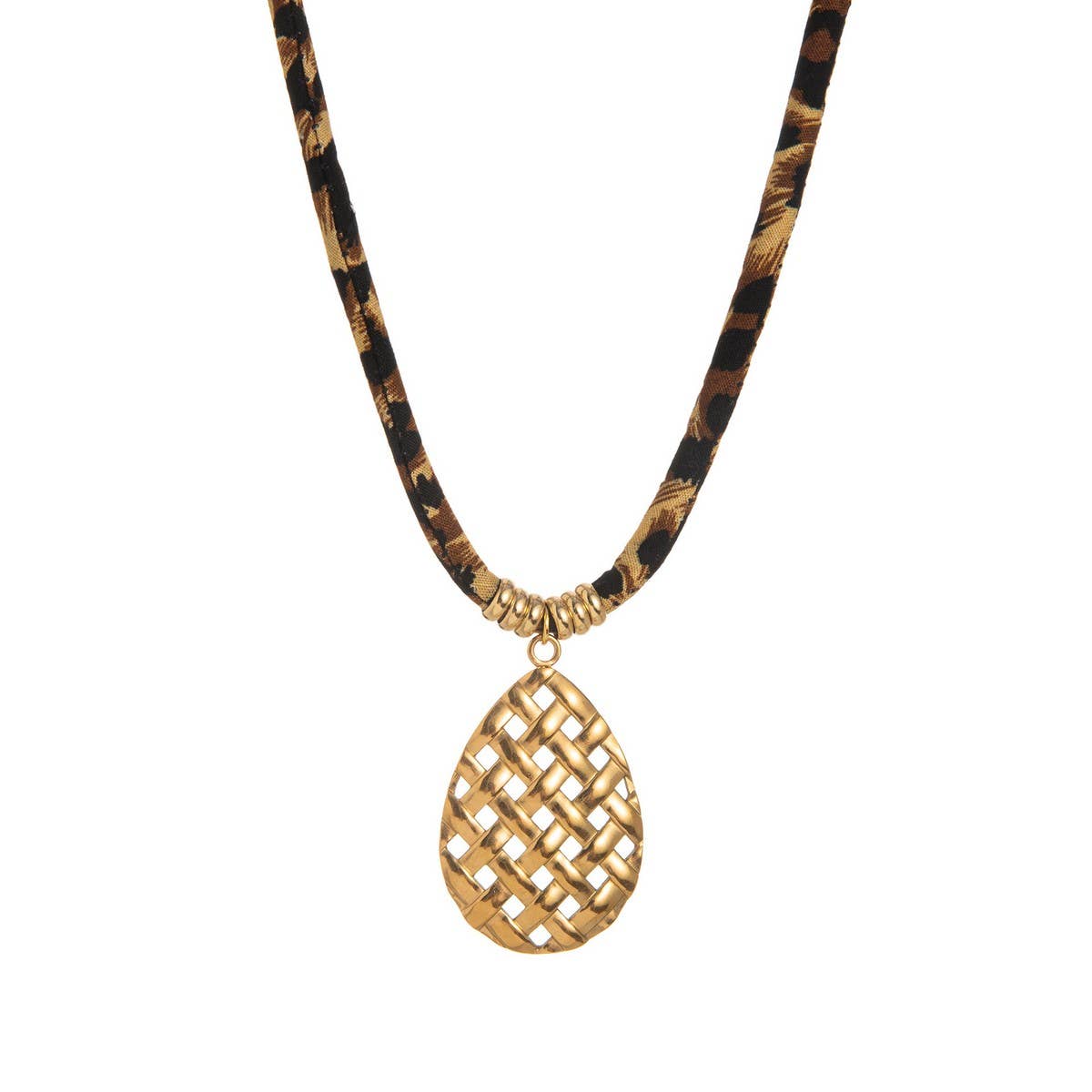LEOPARD VELVET CORD NECKLACE BOLD FALL STATEMENT_CWMM6954
