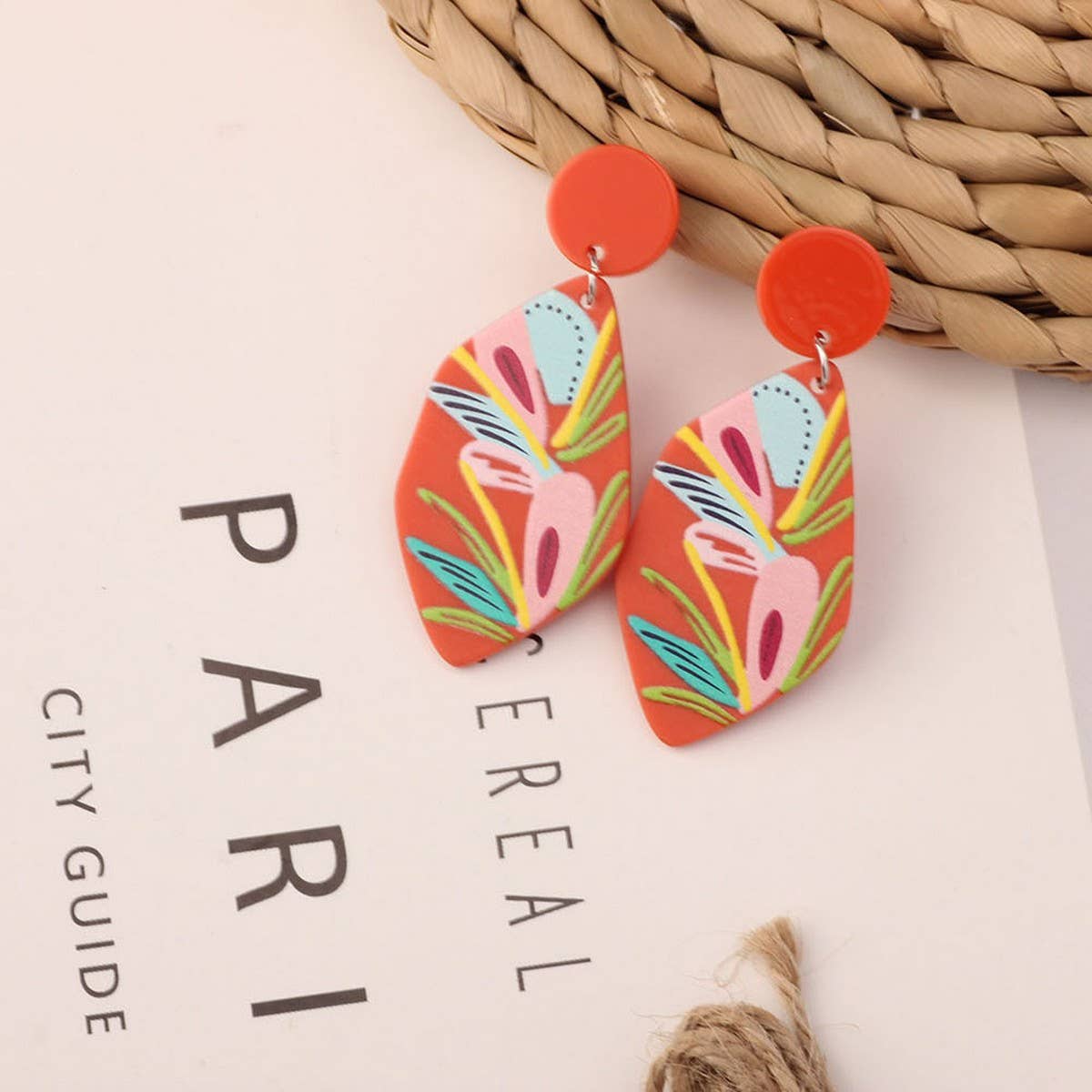SWEET GIRL COLORFUL FLOWER ACRYLIC EARRINGS_CWAJE3993