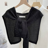 Cwasc03123_Ivory Knit Shawl Cape For Women