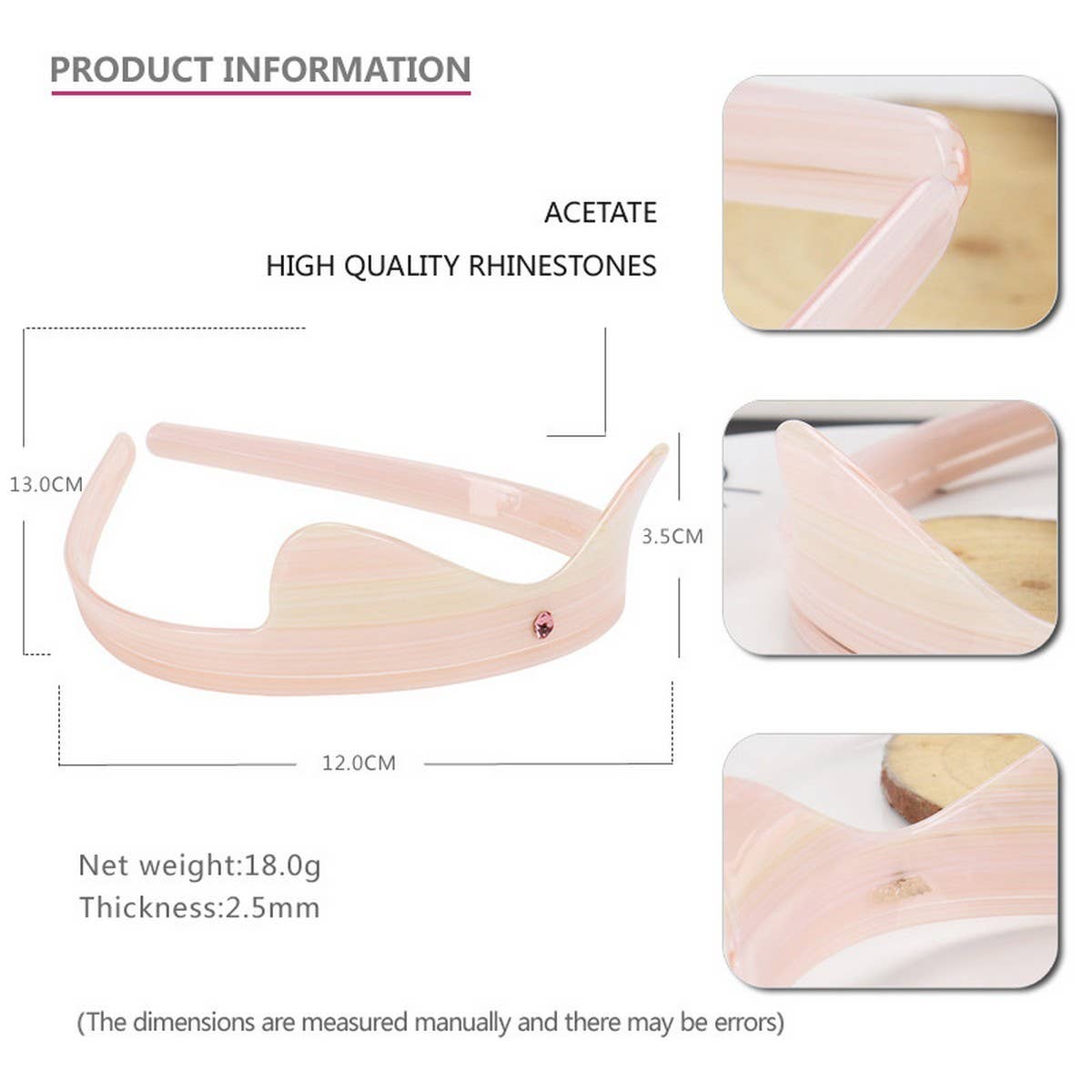 CUTE SIMPLE ACETATE BOW HEADBAND HAIRPIN_CWAHA4346