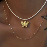 COLORFUL RETRO 3D BUTTERFLY PENDANT NECKLACE_CWMM5664