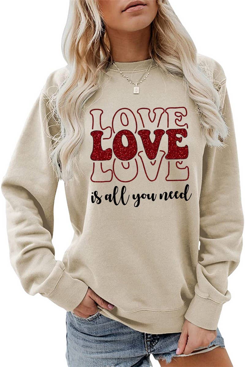 Valentine Day Love Print Pullover_Cwtstl0996