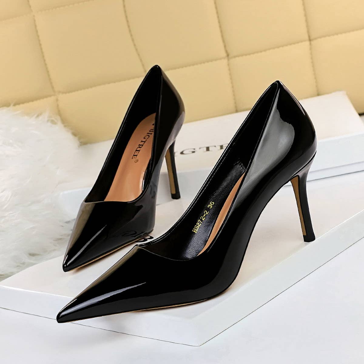 SIMPLE GLOSSY SHALLOW POINTED TOE SEXY HIGH HEELS_CWSHH0060