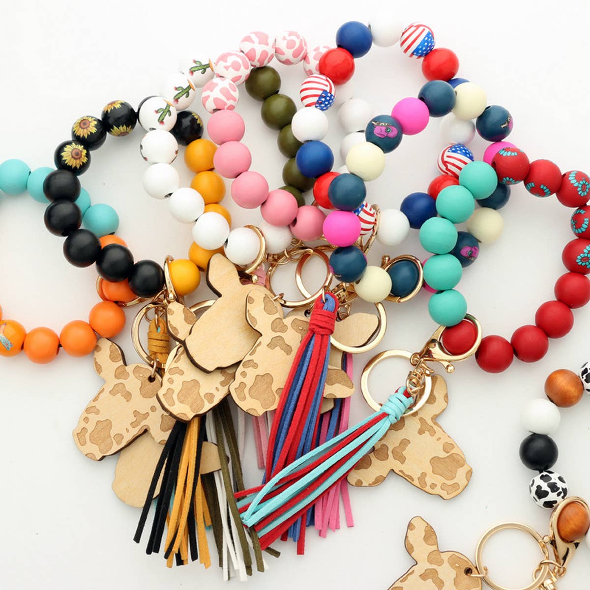 Western New Tassel Bracelet Bull Head Keychain_Cwmm1285