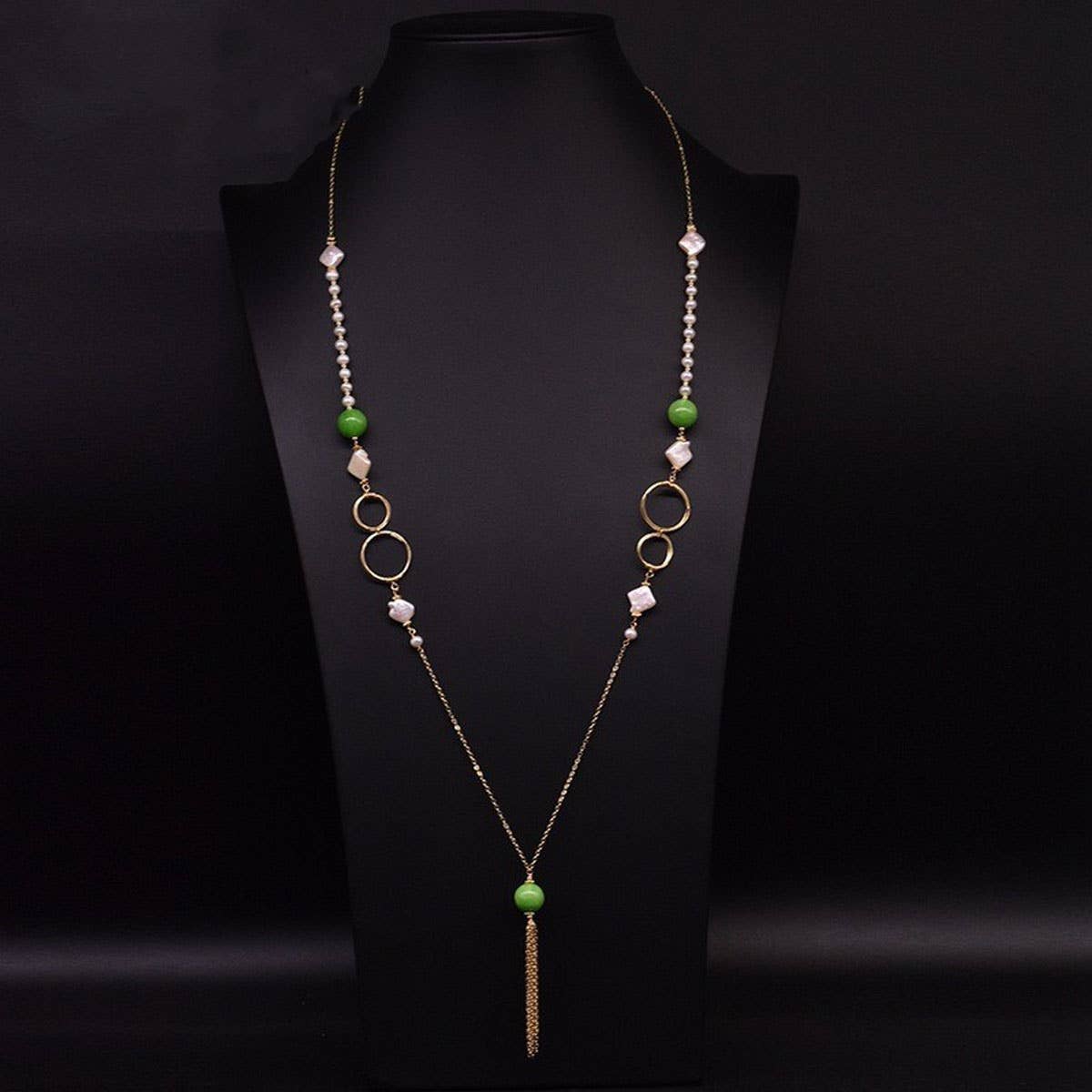 LONG BRAIDED FRESHWATER PEARL SWEATER NECKLACE_CWAJE3887