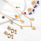 Womens Vintage Evil Eye Necklace And Earrings Set