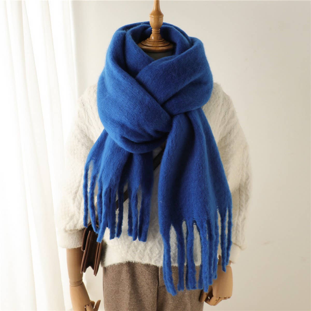 MOHAIR TASSEL SCARF FOR WINTER UNISEX LONG SHAWL_CWASC0965