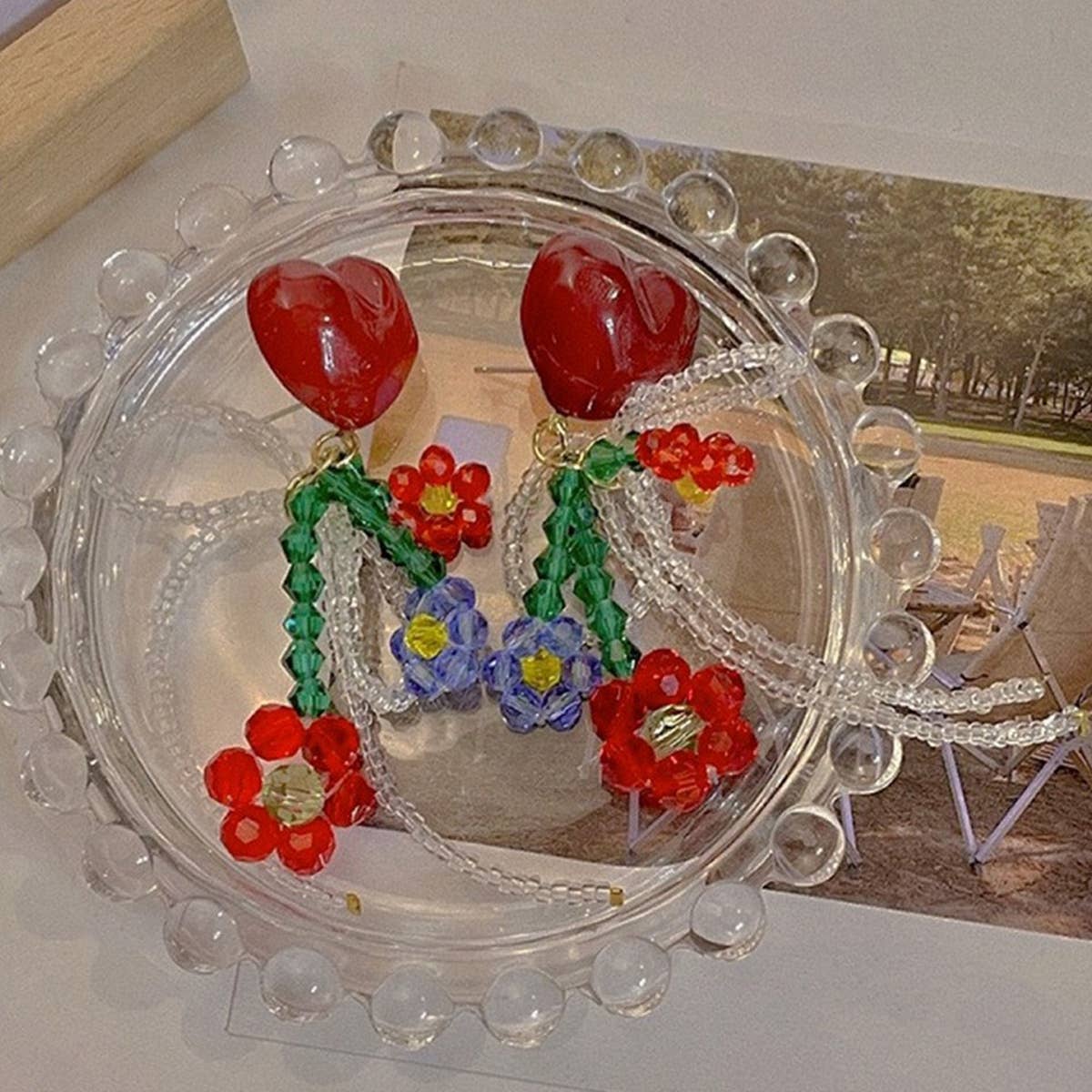 LOVE HEART FLOWER BOWKNOT CUTE FASHION EARRINGS_CWAJE1711