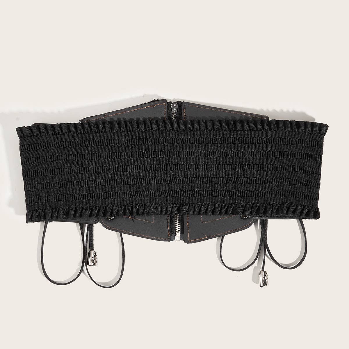 Women Heart-Shaped Zipper Elastic Waistband_Cwabe0306