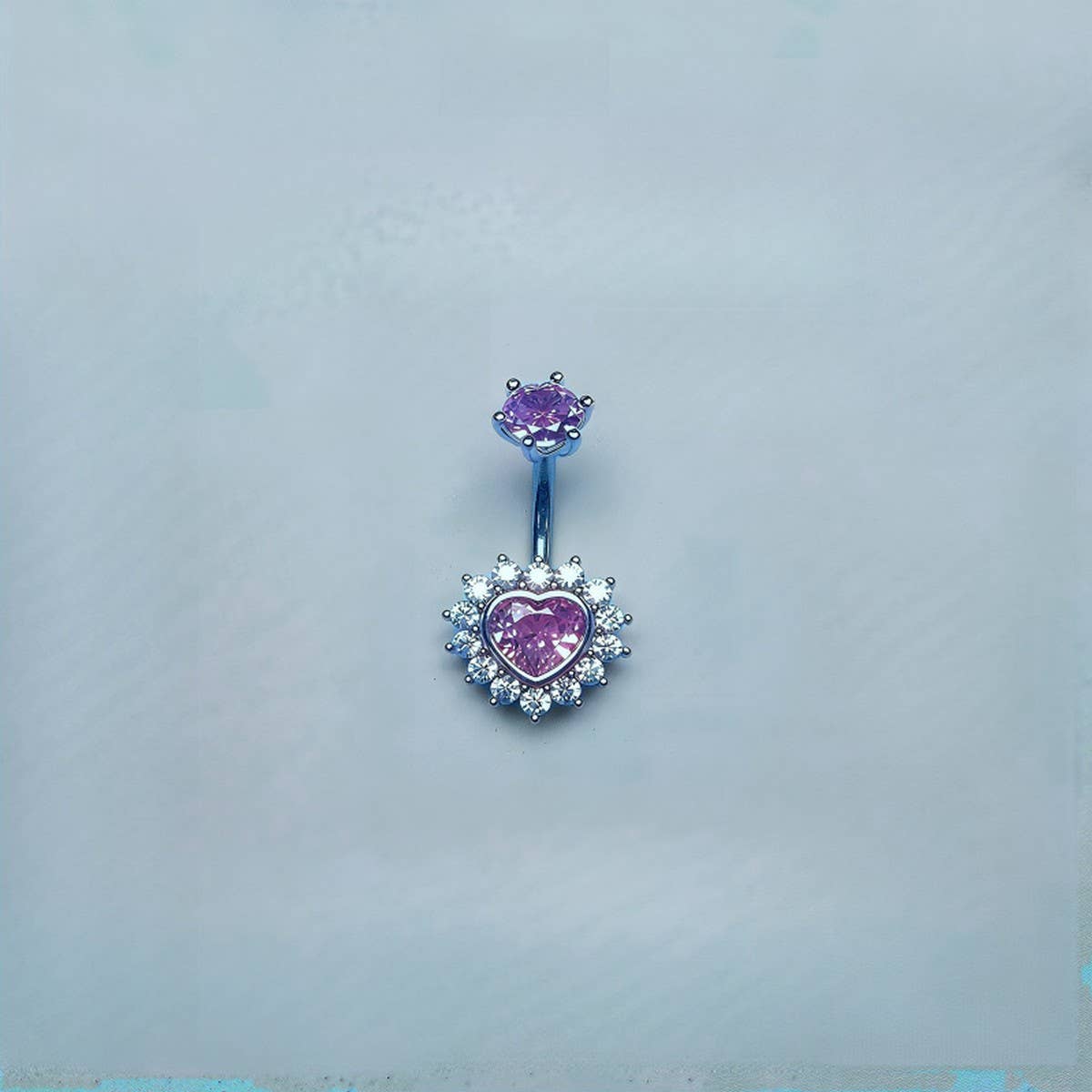 SEXY HYPOALLERGENIC HEART FLOWER ZIRCON BELLY RING_CWMM9465