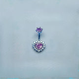 SEXY HYPOALLERGENIC HEART FLOWER ZIRCON BELLY RING_CWMM9465