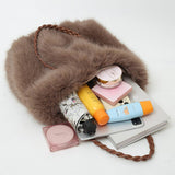 Winter Fashion Pleated Faux Fox Fur Plush Bag_Cwab3921