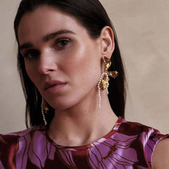 LRREGULAR PETAL PEARL GEOMETRIC EARRINGS_CWAJE5119