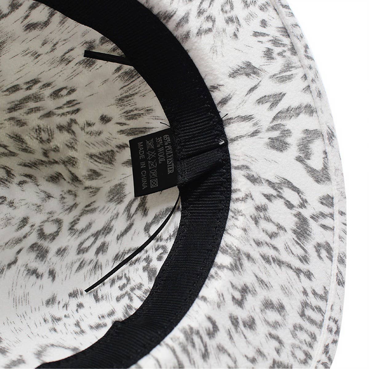 Wool Hat Leopard Print Hat White Flat Brim Jazz Hat_Cwah2541