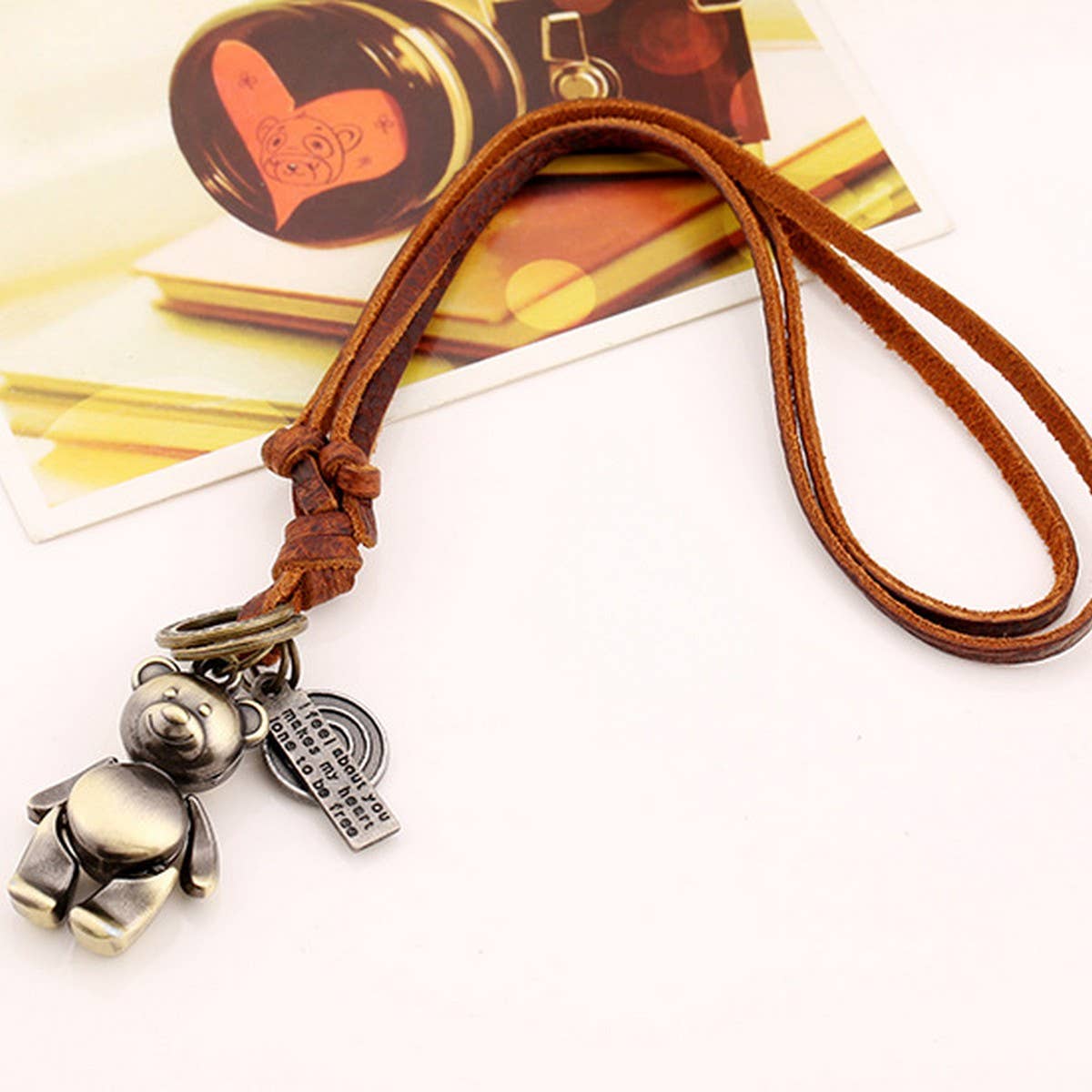 BRONZE CARTOON GOURD GENUINE LEATHER NECKLACE_CWMM4624