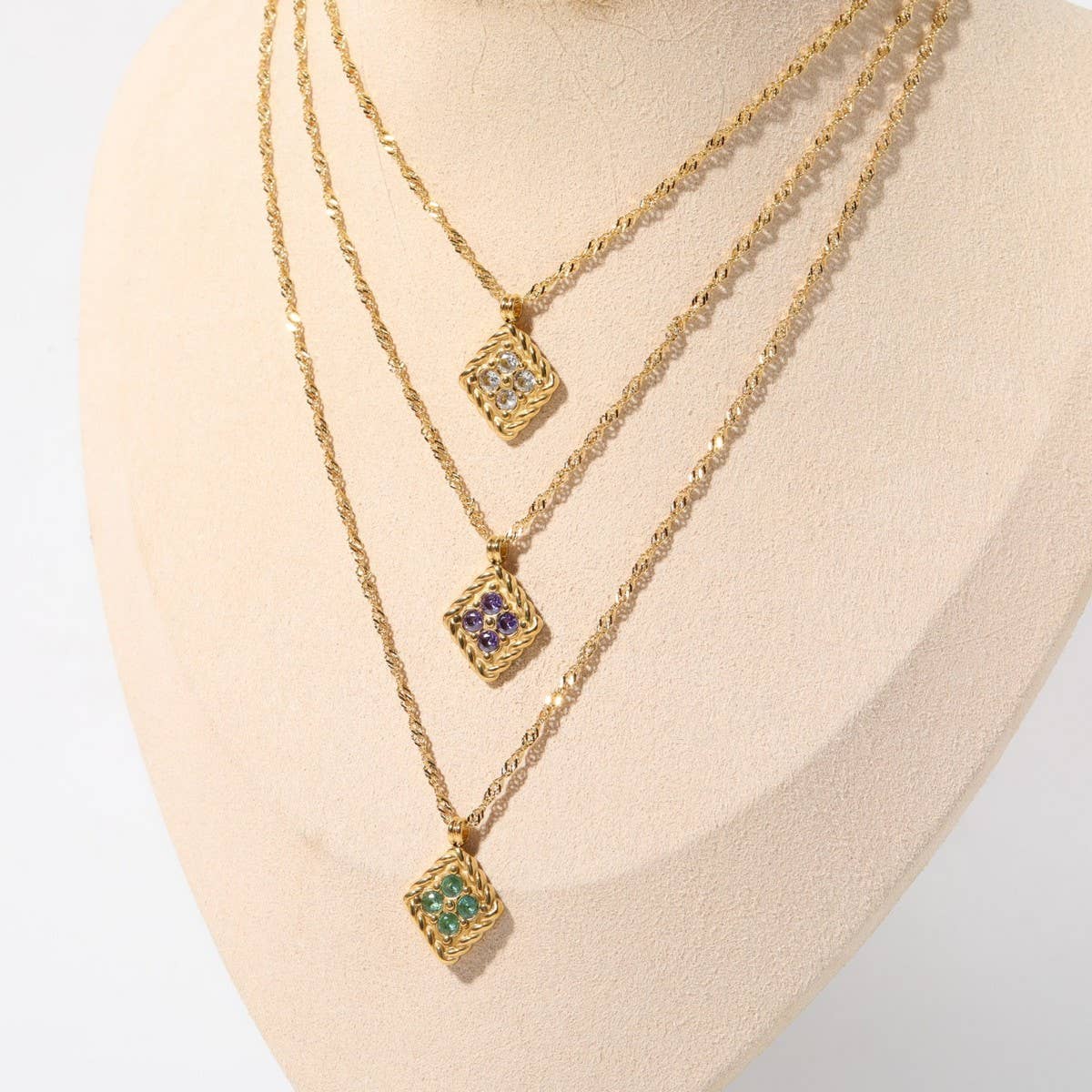 STAINLESS STEEL DECEMBER BIRTHSTONE NECKLACE_CWMM3920