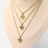 STAINLESS STEEL DECEMBER BIRTHSTONE NECKLACE_CWMM3920