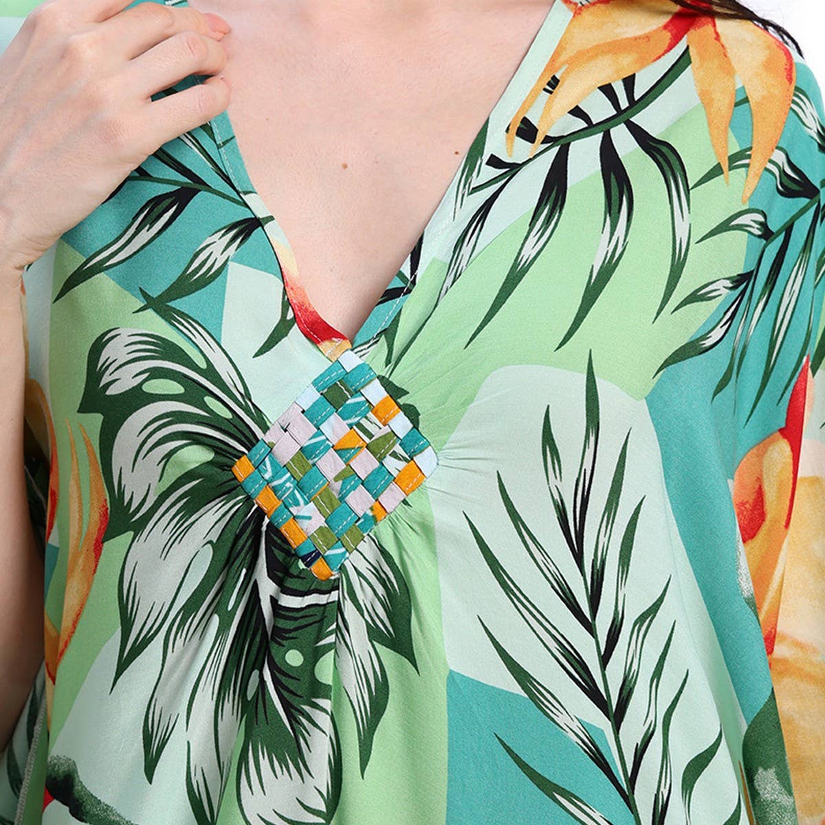 PLUS SIZE COTTON WOVEN BEACH COVER UP RESORT DRESS_CWMM6141