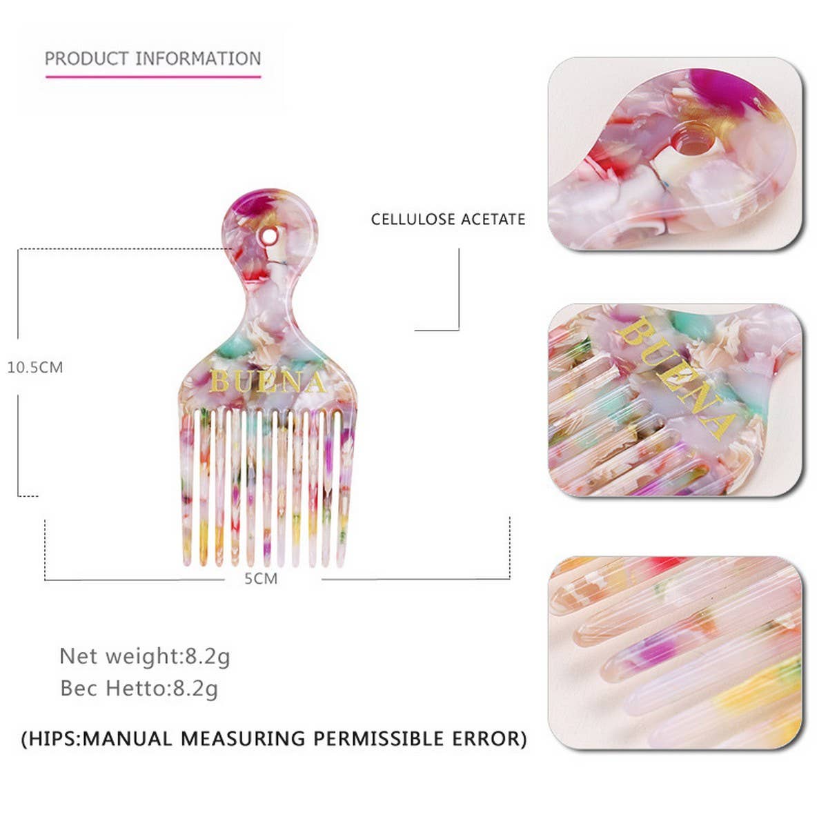 ACETATE INSERT COMB WIDE LONG TOOTH CURLING COMB_CWAHA4234