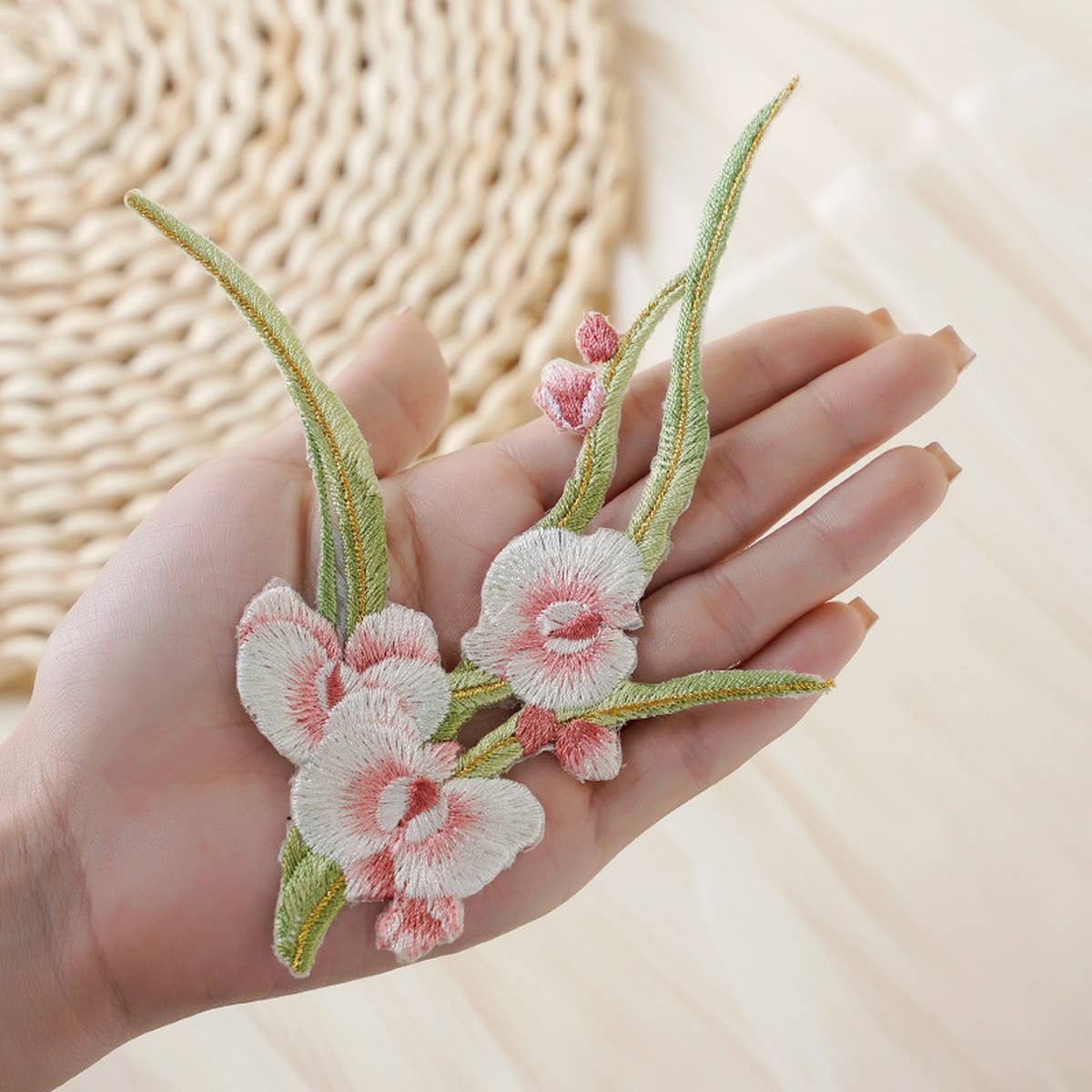 ORCHID EMBROIDERED IRON ON PATCH FOR FABRIC REPAIR_CWMM5918