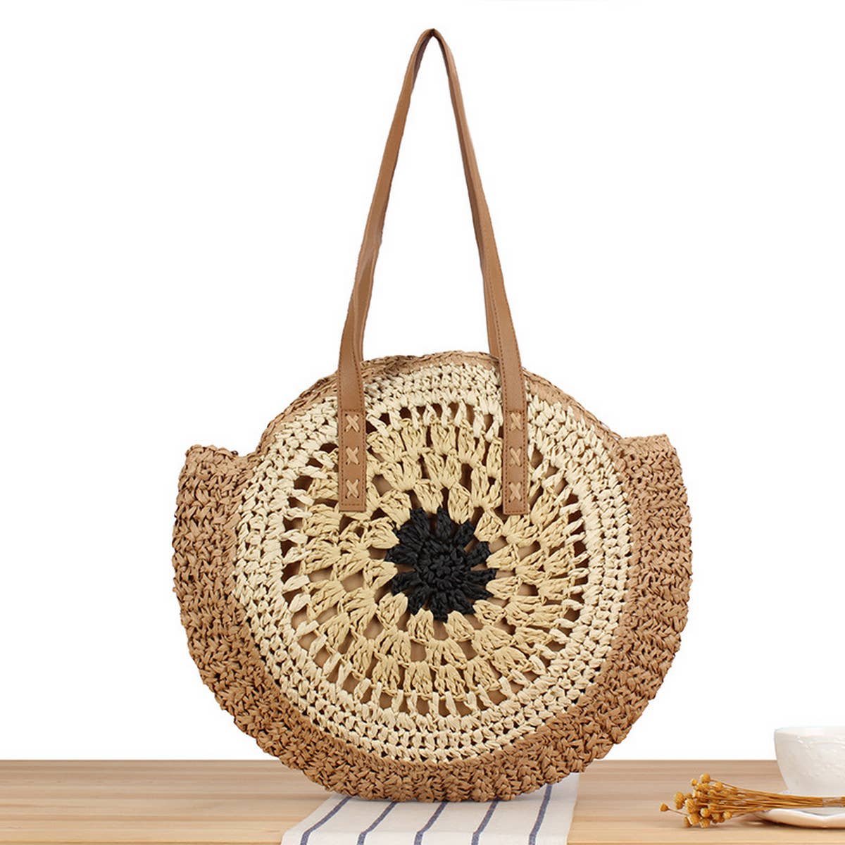 SIMPLE ROUND SHOULDER STRAW BAG_CWAB2016