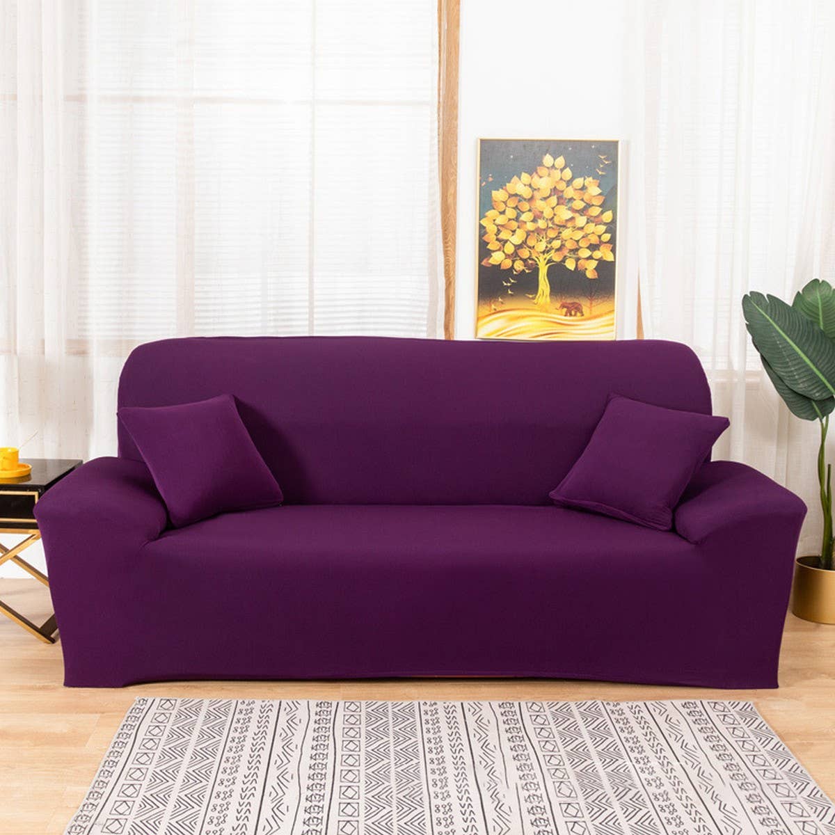 MODERN KNIT SOFA COVER STRETCH FIT SOLID COLOR_CWMM8320