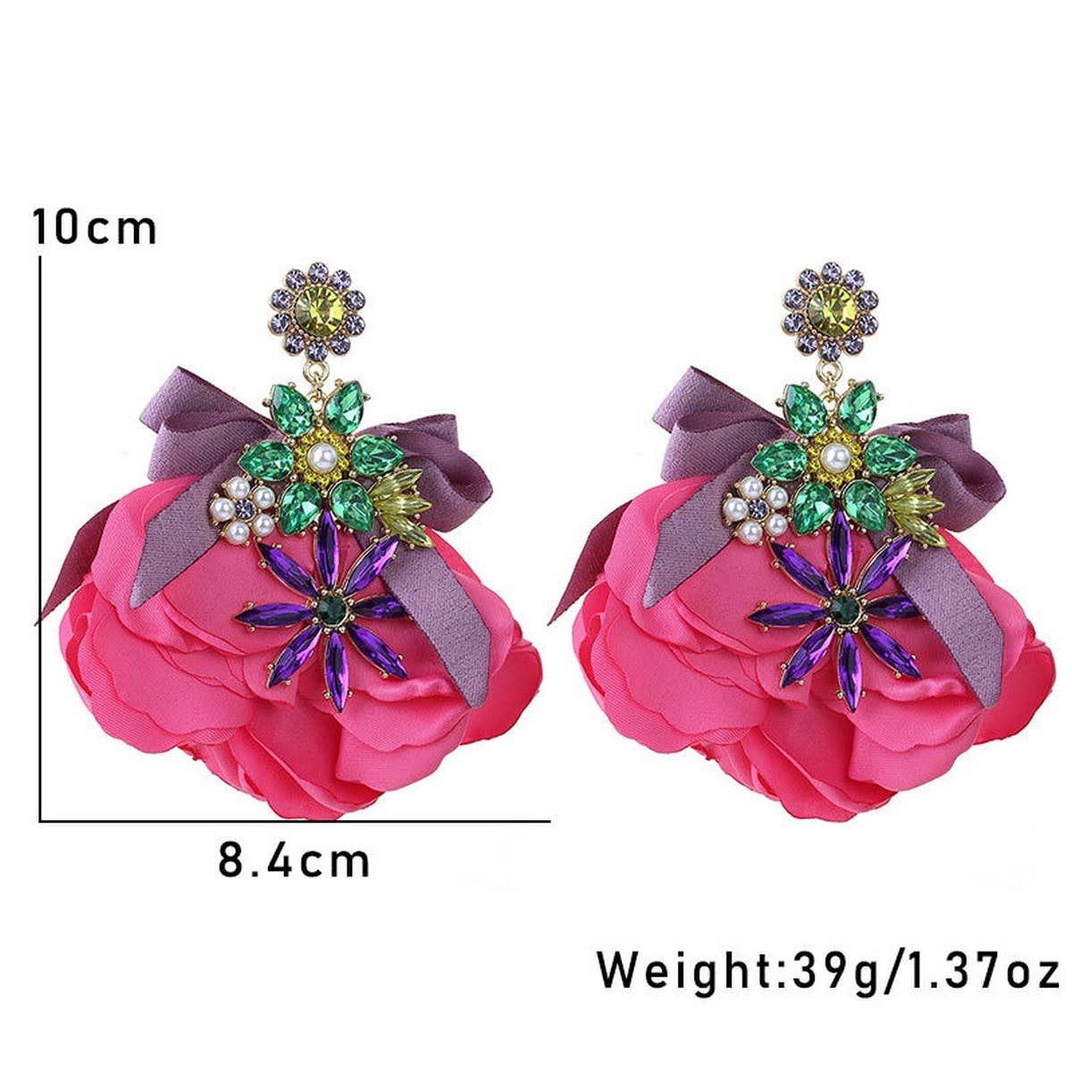 HANDMADE FLORAL FABRIC EARRINGS ELEGANT WOMANS_CWMM6173