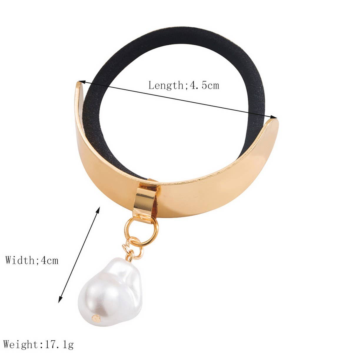 GOLD WATERDROP HEART PENDANT ELASTIC HAIR TIE_CWAHA6186