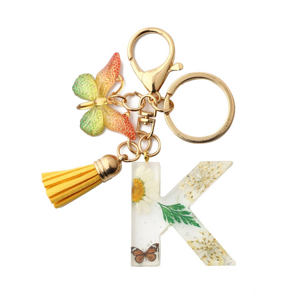 DRIED FLOWER PRINTED LETTER KEYCHAIN_CWMM1305