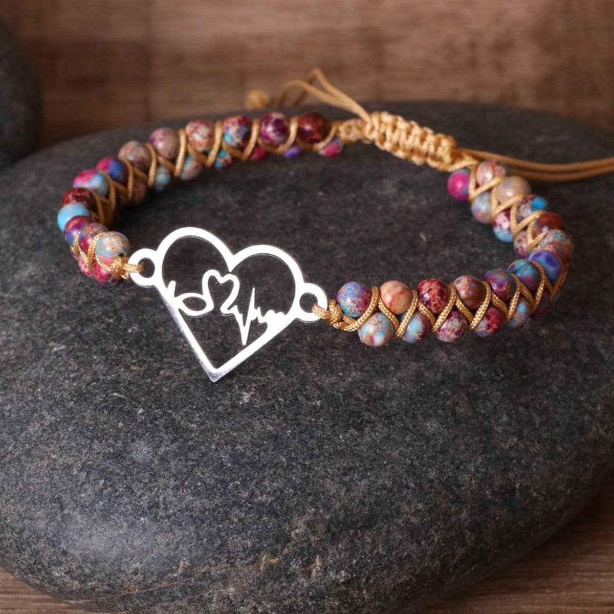HEART SHAPE BRAIDED ADJUSTABLE BRAIDED BRACELETS_CWAJE3957