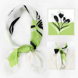 FLORAL SILK SCARF FRESH ELEGANT SQUARE HEADSCARF_CWASC1154