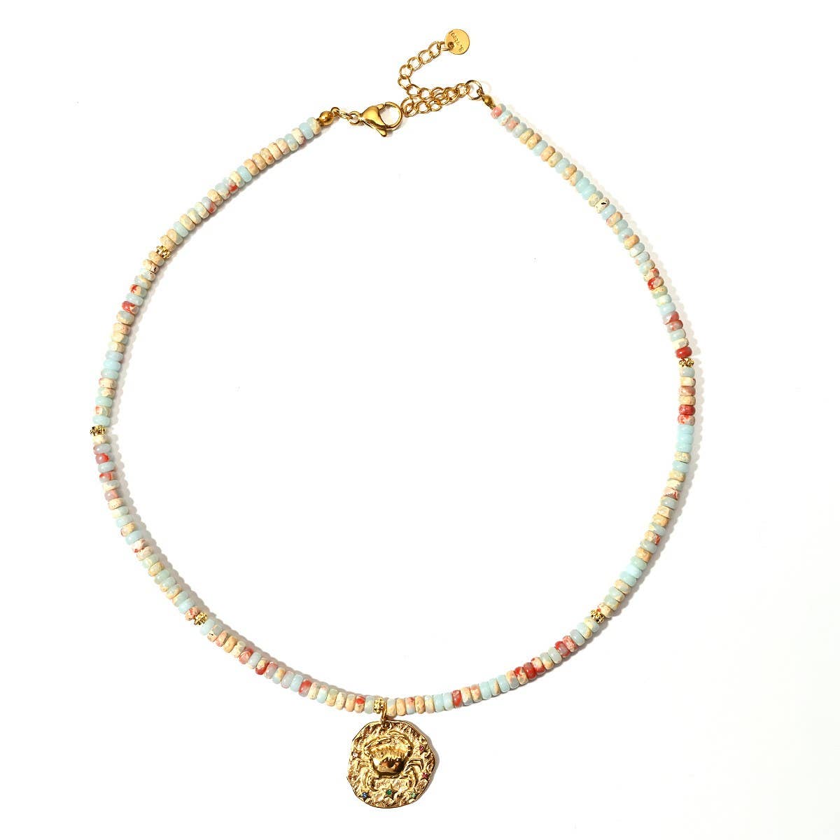 STAINLESS STEEL ZODIAC NECKLACE WITH NATURAL GEMS_CWMM8881