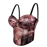 PRINTED SUSPENDERS SEXY HOT GIRL HERRINGBONE BRA_CWMM4129