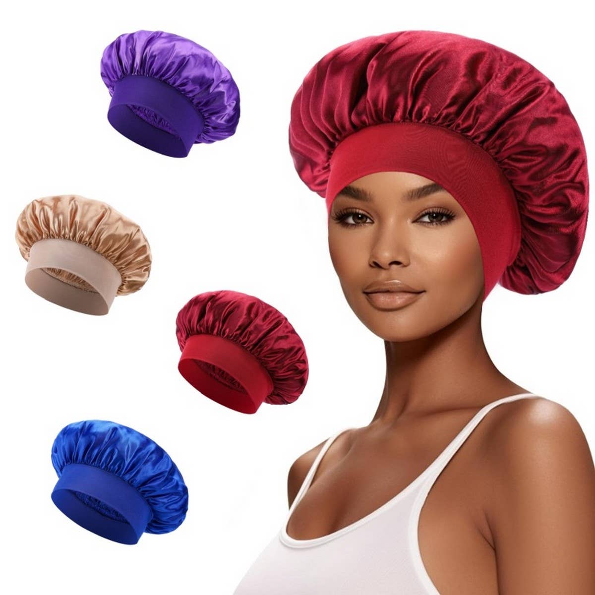Cwaha6428_Wide-Brimmed Elastic Nightcap