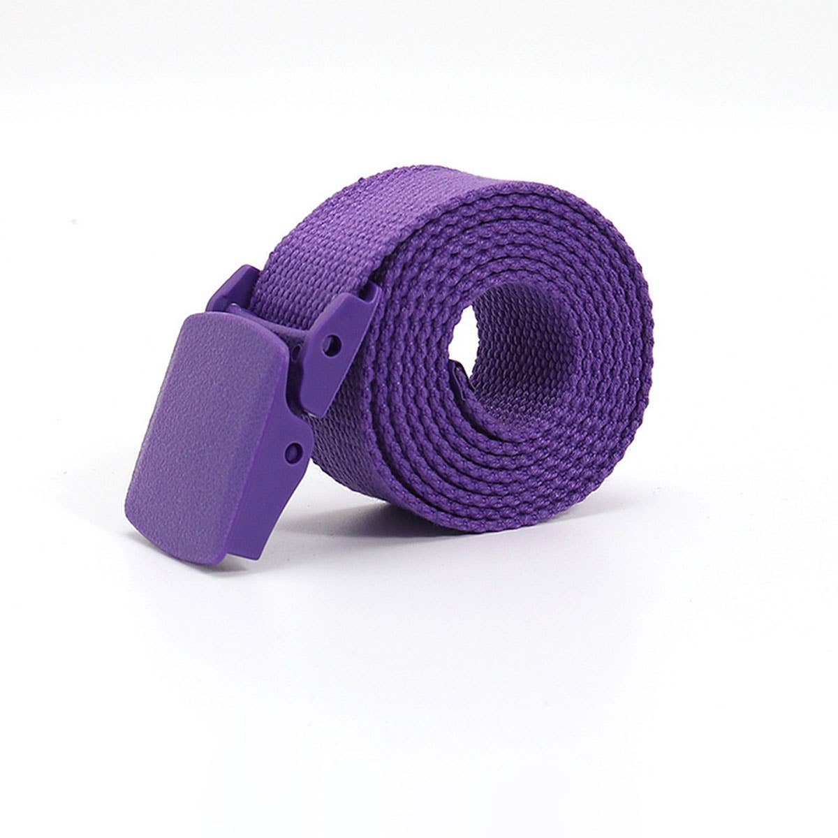 SOLID COLOR WOVEN CANVAS BELT WITH PLASTIC BUCKLE_CWABE0675