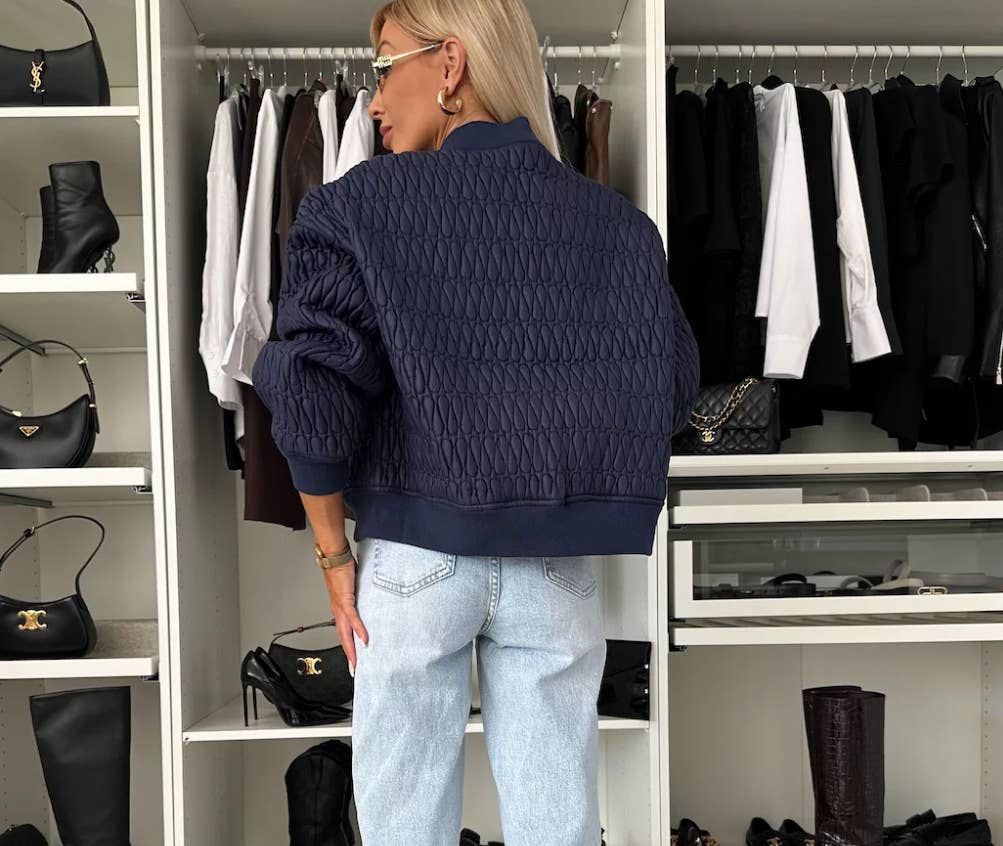 Solid Color Short Zipper Jacket Quilted Jacket