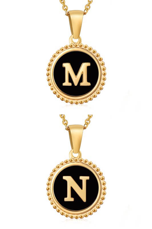 SIMPLE ROUND ALPHABET INITIALS PENDANT NECKLACE_CWAJE215