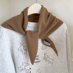 100% Wool Triangle Scarf Warm Knit Shawl_Cwov00262