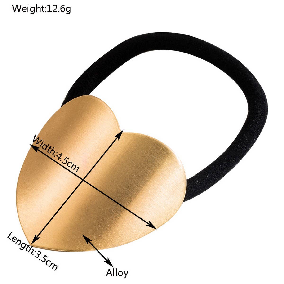 MINIMALIST METAL HEART SQUARE ELASTIC HAIR TIE_CWAHA6249