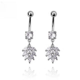 CREATIVE WHEAT CZ DANGLE BELLY RING PIERCING_CWMM9324