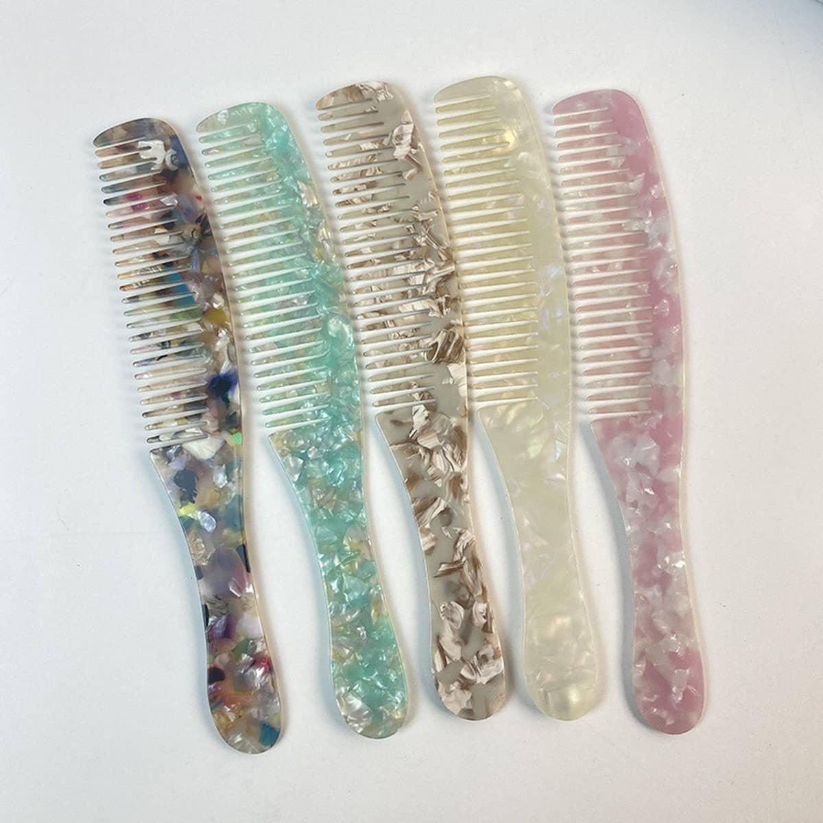 COLORFUL ACETATE FINE TOOTH COMB WITH HANDLE_CWMM6428