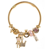Trendy Beaded Steel Bracelet With Bear Crown_Cwmm8616