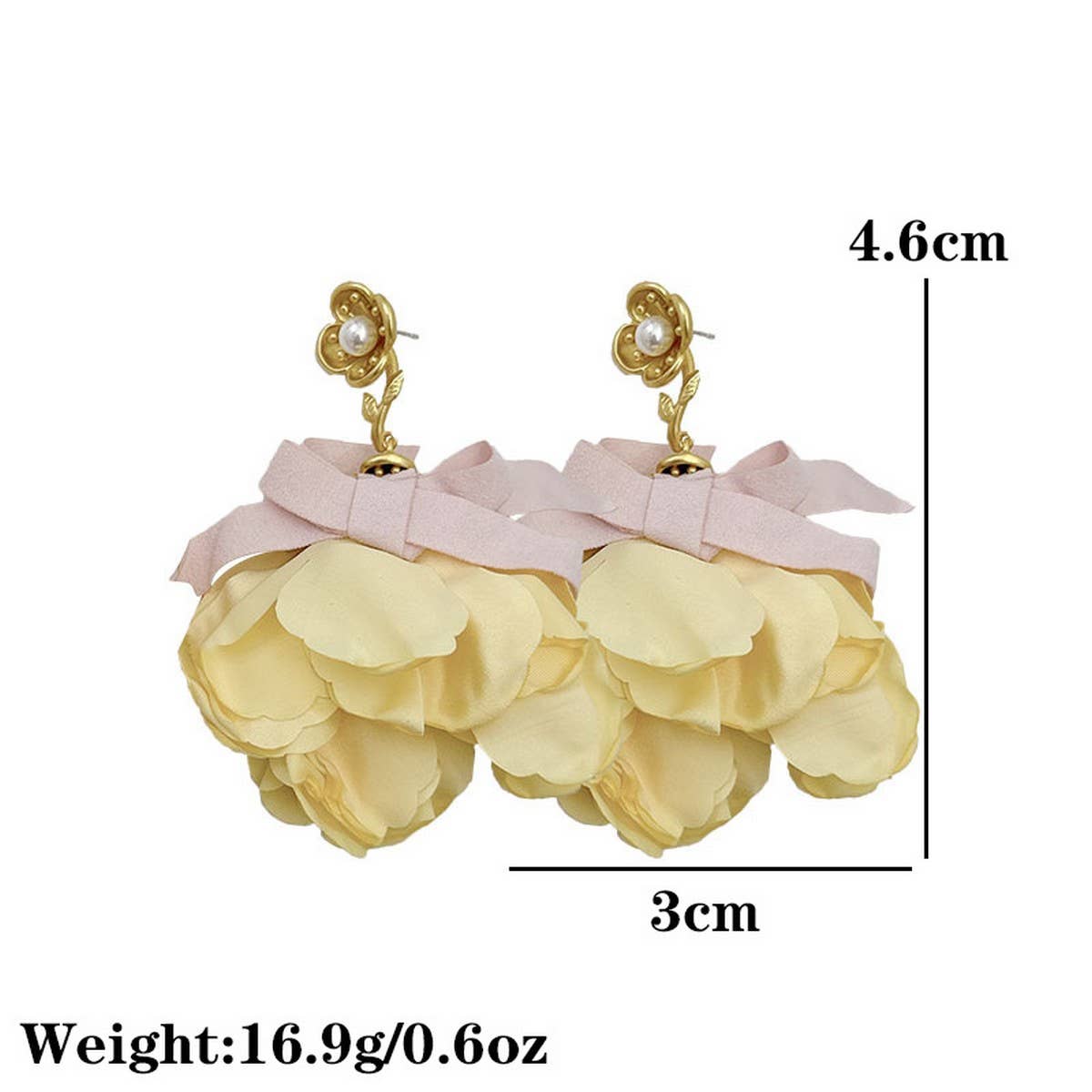 HANDMADE FABRIC FLOWER EARRINGS BOLD SPRING DESIGN_CWMM6180