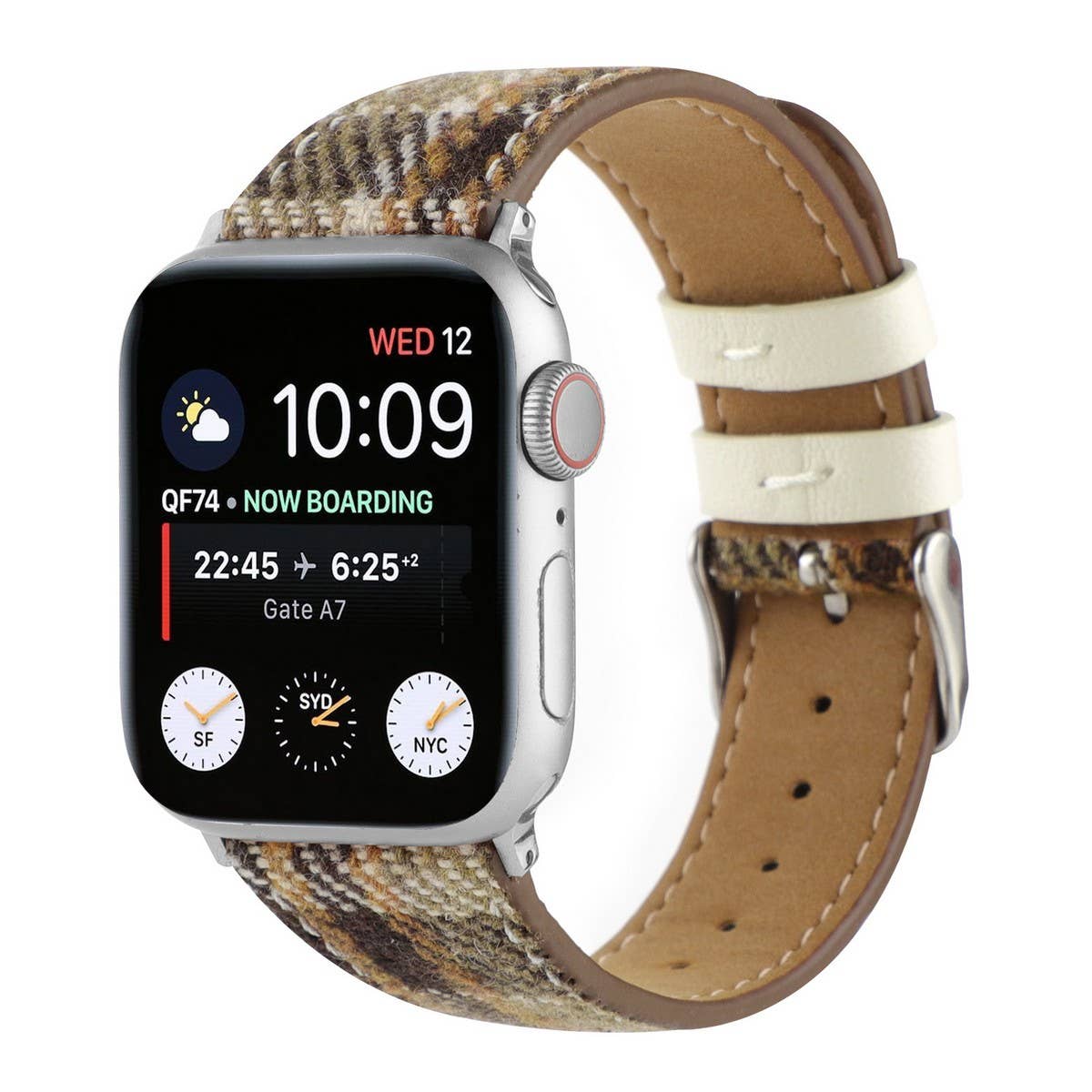 IWATCH8 1 PLUSH CHECKERED LEATHER STRAP_CWWW0049