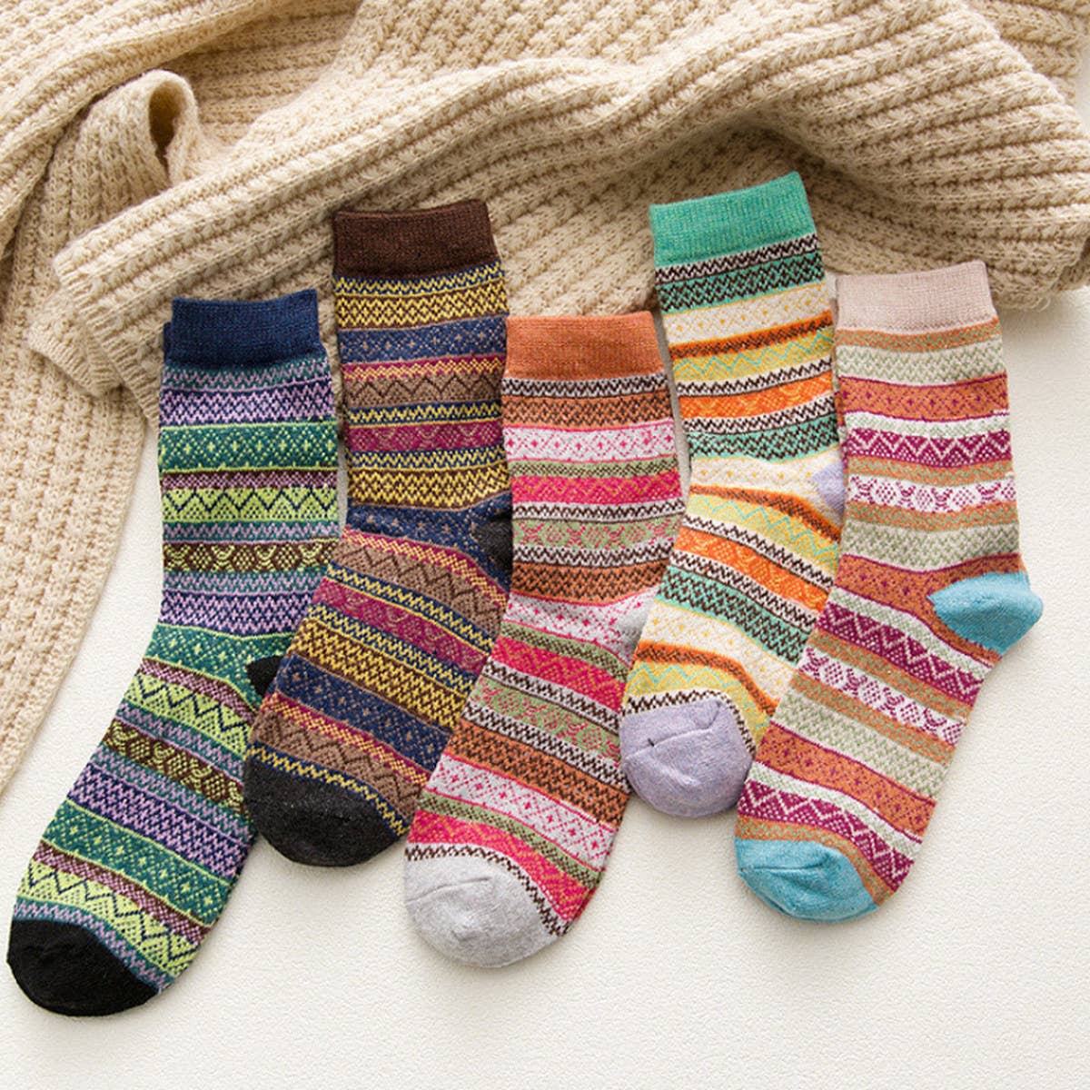 5 PCS VERSATILE THICKENED WARM RABBIT WOOL SOCKS_CWMS0679
