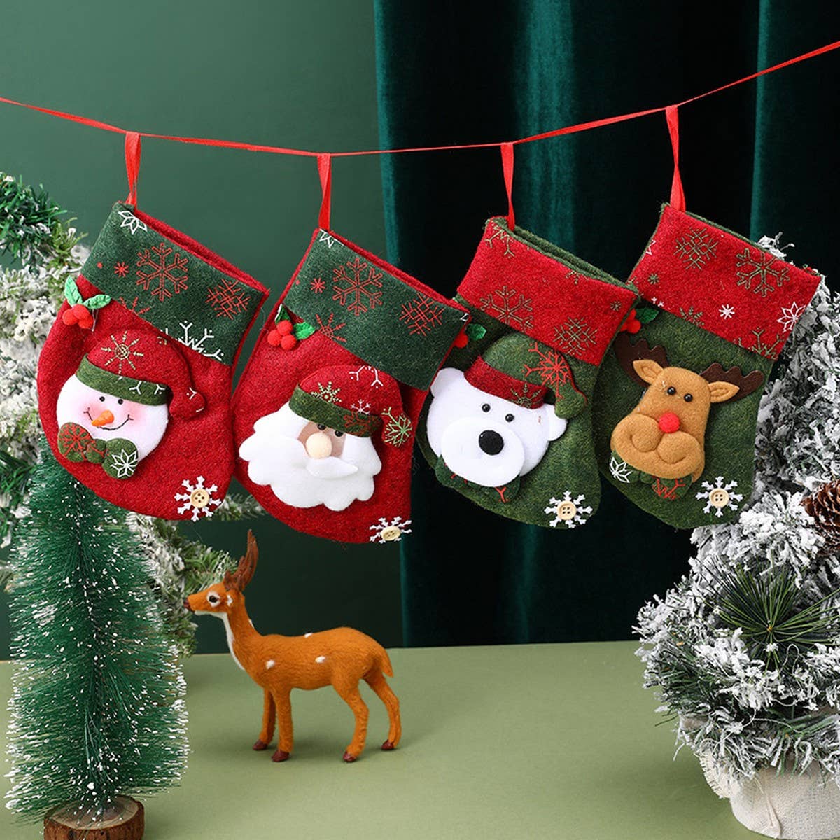 SEQUINED 3D SANTA CLAUS CHRISTMAS STOCKINGS_CWMS1422