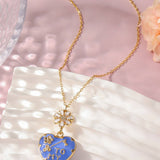 NEW FASHION LOVE PEACH ENAMEL OIL DROP NECKLACE_CWAJE2941